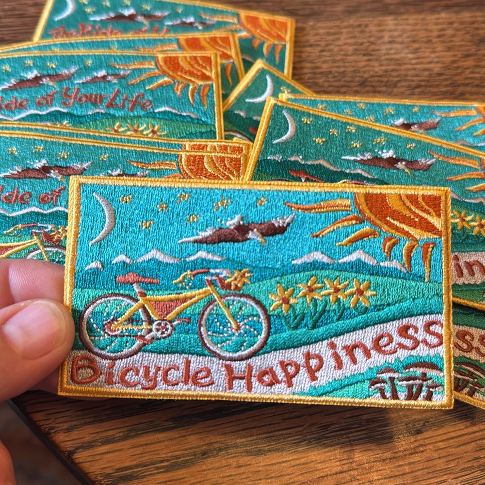 Bicycle Happiness patch SUNDAY RIDE artwork-sew on iron on supports education!